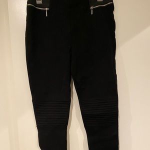 Zara Basic Moto Zipper Black Leggings Size XL
